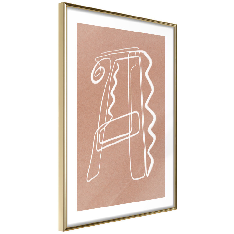 Poster Stylish A - artistic abstraction in white line art in the shape of a letter 119032 additionalImage 8