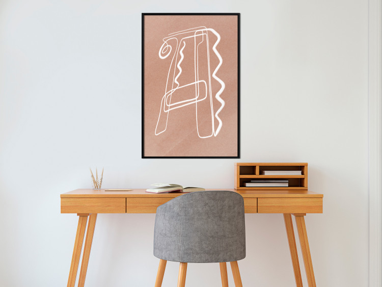 Poster Stylish A - artistic abstraction in white line art in the shape of a letter 119032 additionalImage 5