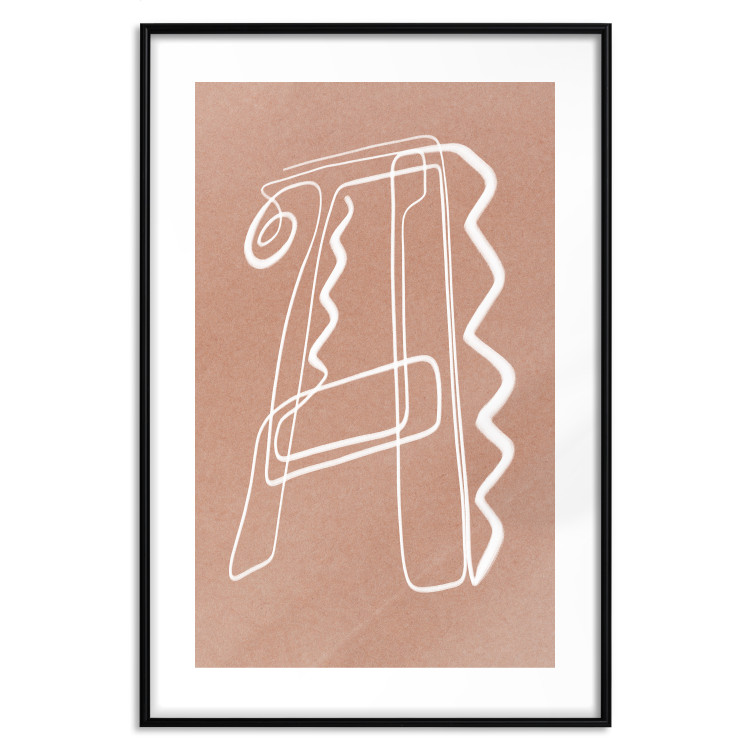 Poster Stylish A - artistic abstraction in white line art in the shape of a letter 119032 additionalImage 17