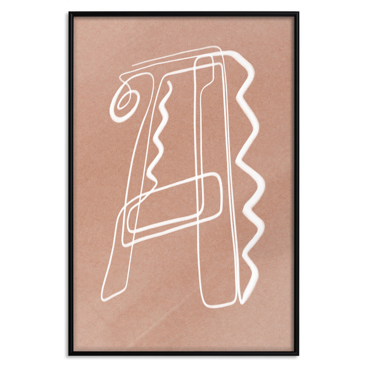 Poster Stylish A - artistic abstraction in white line art in the shape of a letter 119032 additionalImage 24