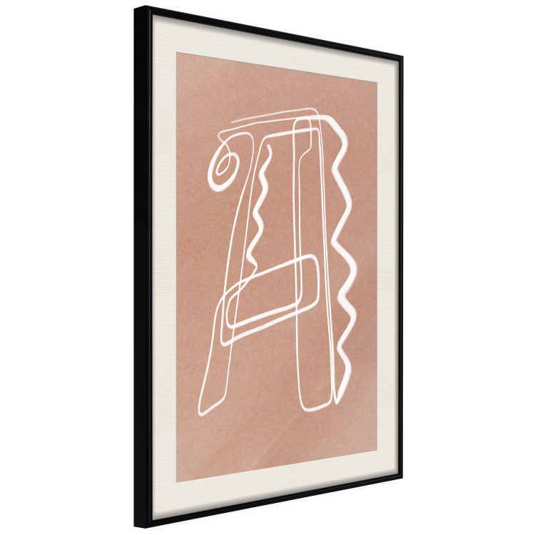 Poster Stylish A - artistic abstraction in white line art in the shape of a letter 119032 additionalImage 3