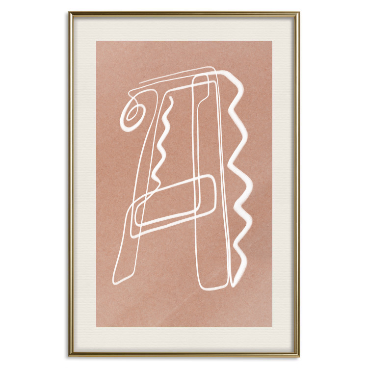 Poster Stylish A - artistic abstraction in white line art in the shape of a letter 119032 additionalImage 19