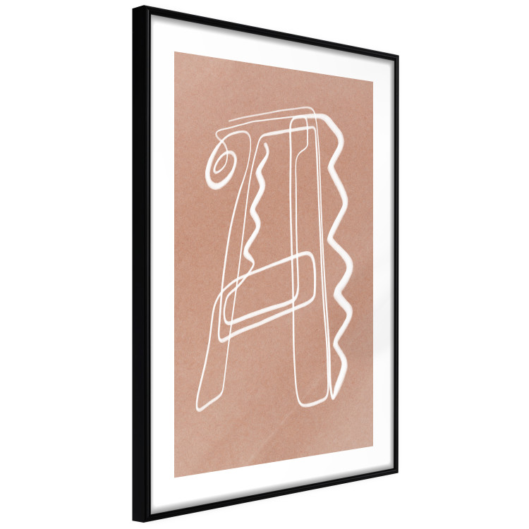 Poster Stylish A - artistic abstraction in white line art in the shape of a letter 119032 additionalImage 13