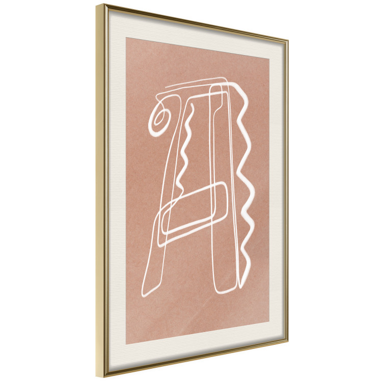 Poster Stylish A - artistic abstraction in white line art in the shape of a letter 119032 additionalImage 2