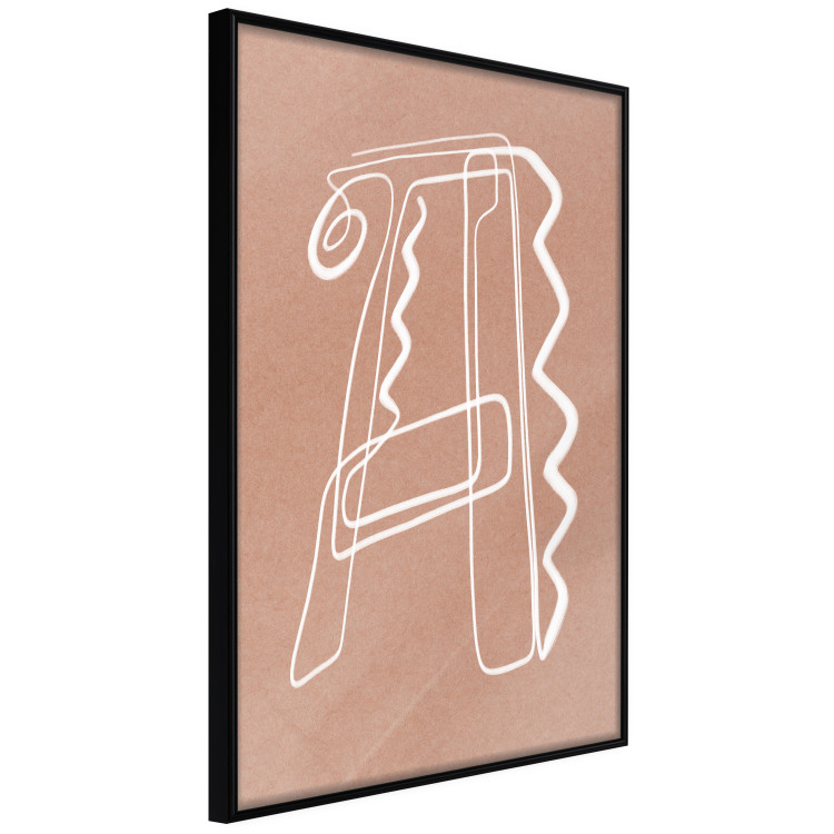 Poster Stylish A - artistic abstraction in white line art in the shape of a letter 119032 additionalImage 12