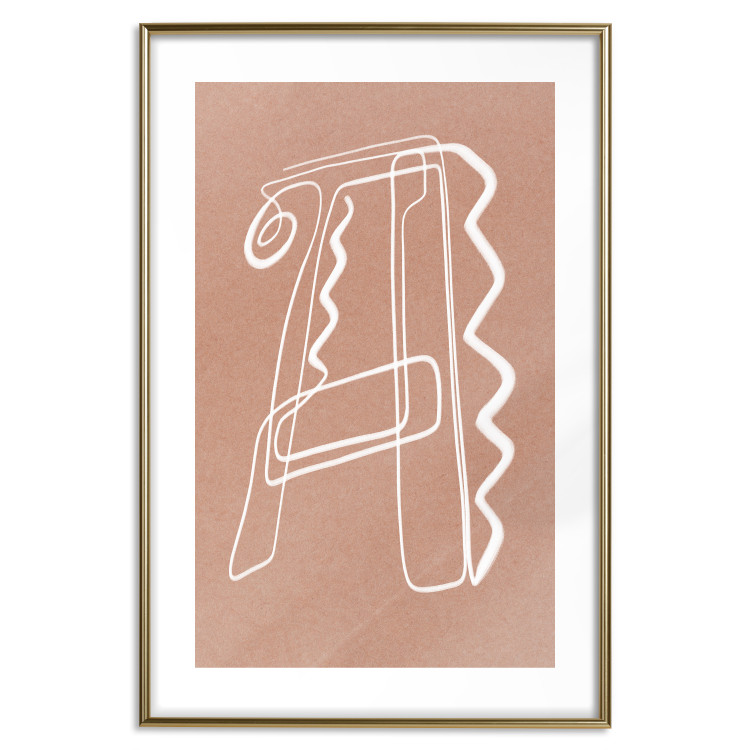 Poster Stylish A - artistic abstraction in white line art in the shape of a letter 119032 additionalImage 16