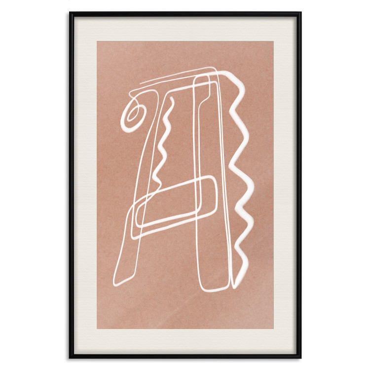 Poster Stylish A - artistic abstraction in white line art in the shape of a letter 119032 additionalImage 18