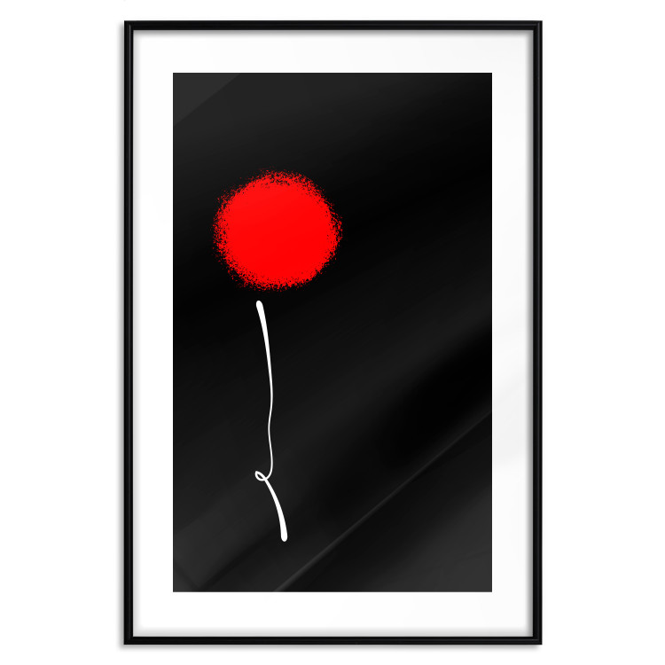 Wall Poster Minimalist Flower - composition with a red flower on a black background 119132 additionalImage 15
