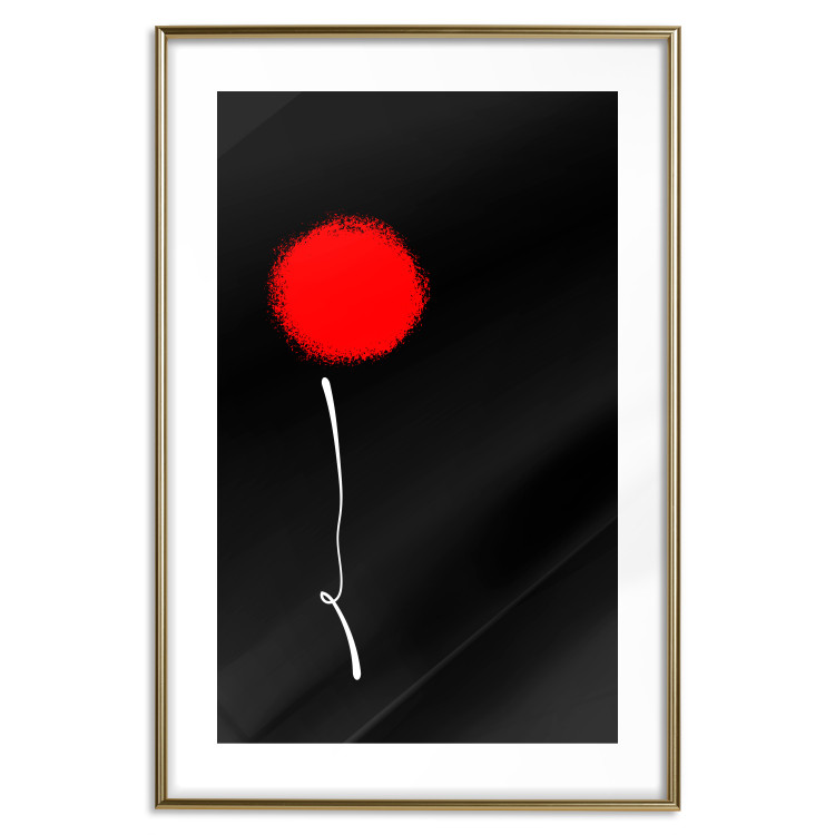 Wall Poster Minimalist Flower - composition with a red flower on a black background 119132 additionalImage 14