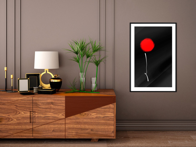Wall Poster Minimalist Flower - composition with a red flower on a black background 119132 additionalImage 4