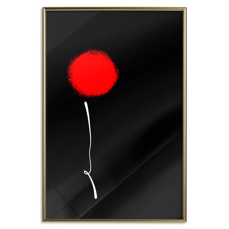 Wall Poster Minimalist Flower - composition with a red flower on a black background 119132 additionalImage 16