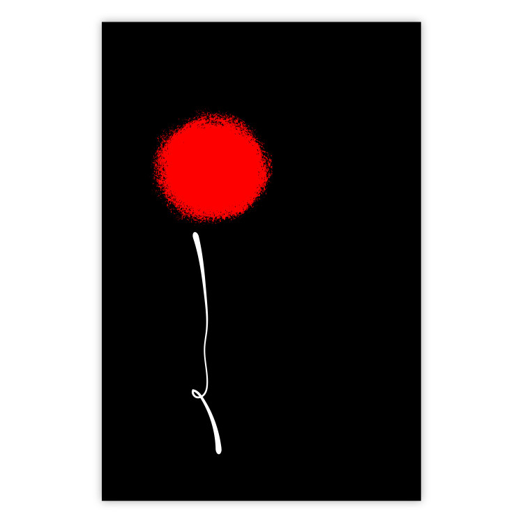 Wall Poster Minimalist Flower - composition with a red flower on a black background 119132