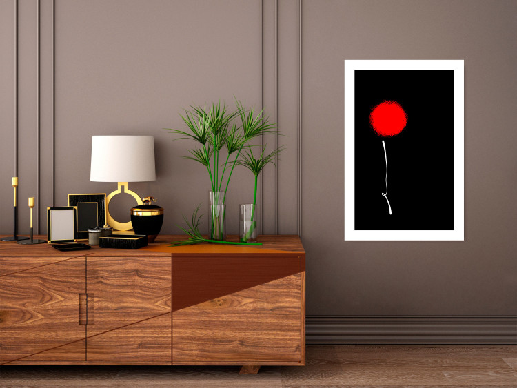 Wall Poster Minimalist Flower - composition with a red flower on a black background 119132 additionalImage 2