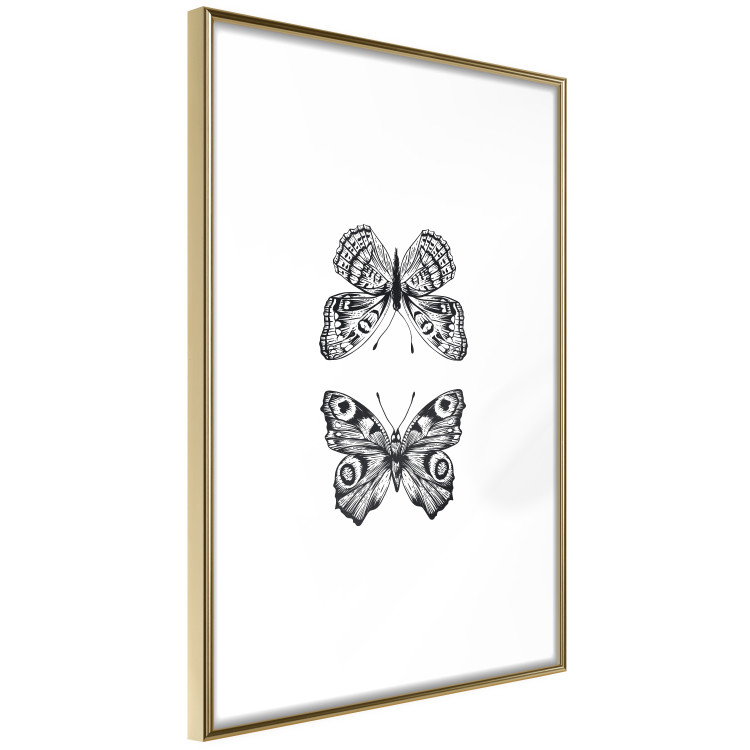 Poster Two Butterflies - black and white insects with various patterns on wings 123132 additionalImage 6