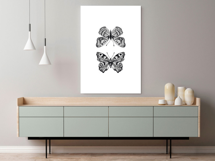 Poster Two Butterflies - black and white insects with various patterns on wings 123132 additionalImage 17