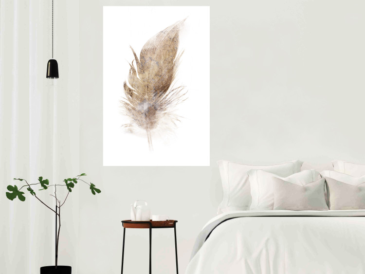 Wall Poster Transience (Beige) - velvety feather in a single color on a white background 125232 additionalImage 23