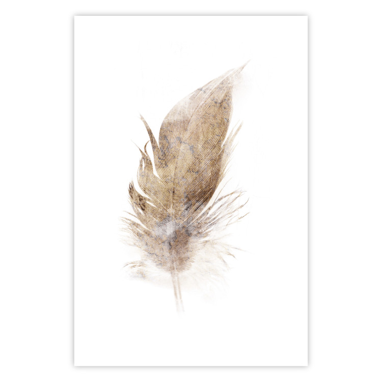 Wall Poster Transience (Beige) - velvety feather in a single color on a white background 125232 additionalImage 19