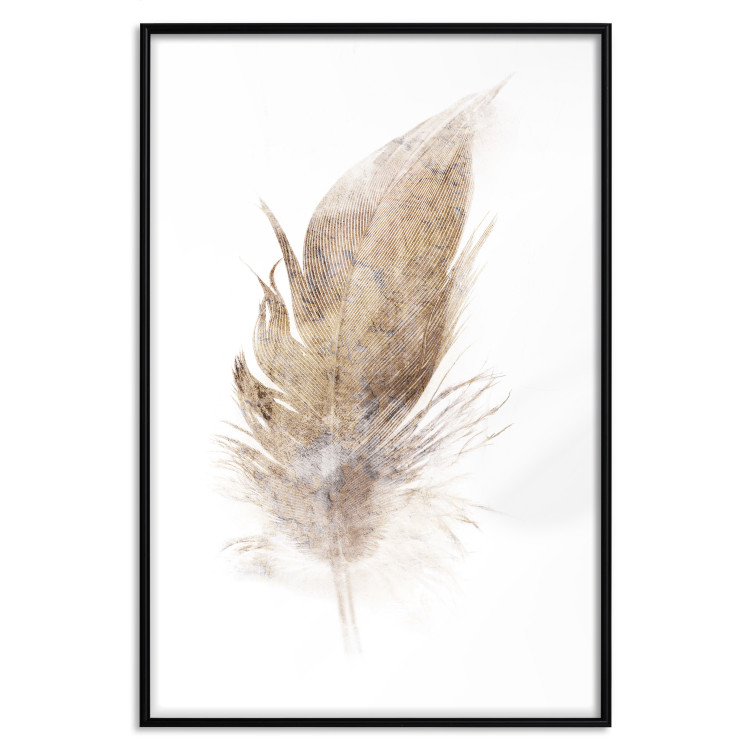 Wall Poster Transience (Beige) - velvety feather in a single color on a white background 125232 additionalImage 24