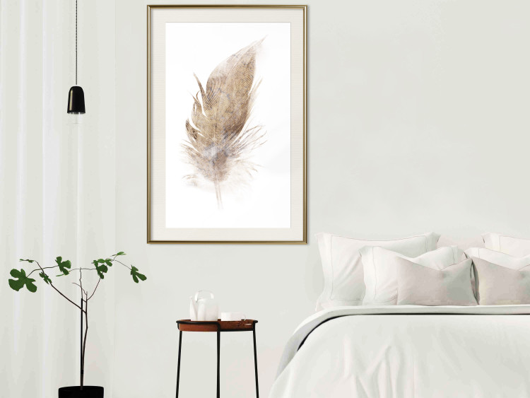 Wall Poster Transience (Beige) - velvety feather in a single color on a white background 125232 additionalImage 21