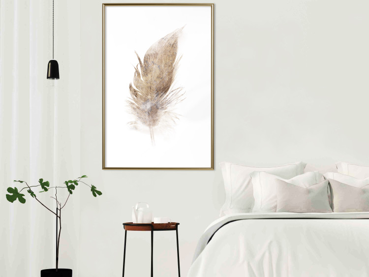 Wall Poster Transience (Beige) - velvety feather in a single color on a white background 125232 additionalImage 15
