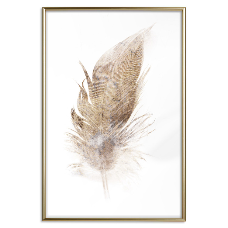 Wall Poster Transience (Beige) - velvety feather in a single color on a white background 125232 additionalImage 20