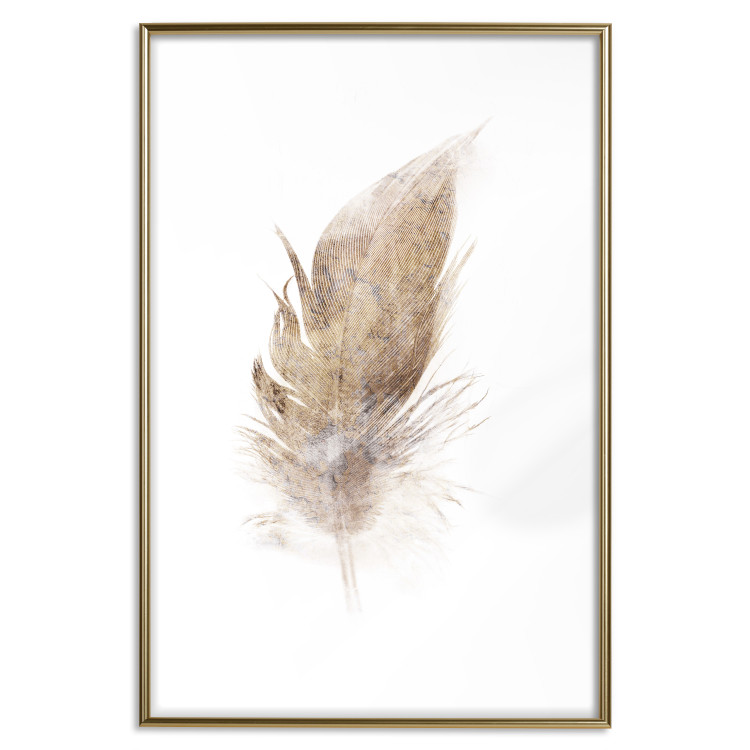 Wall Poster Transience (Beige) - velvety feather in a single color on a white background 125232 additionalImage 16