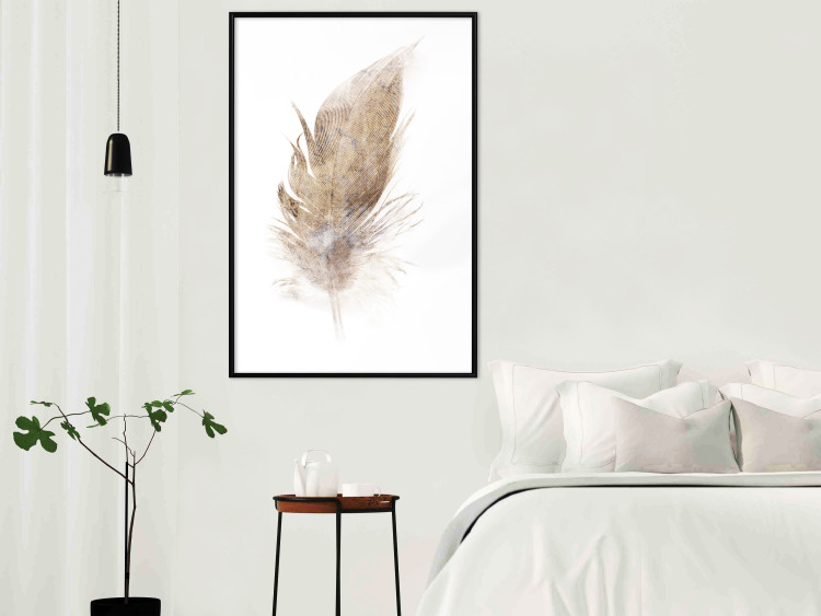 Wall Poster Transience (Beige) - velvety feather in a single color on a white background 125232 additionalImage 14