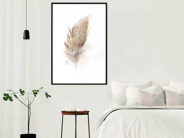 Wall Poster Transience (Beige) - velvety feather in a single color on a white background 125232 additionalImage 11
