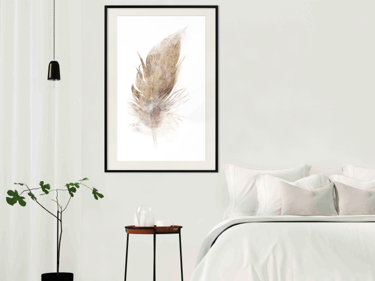 Wall Poster Transience (Beige) - velvety feather in a single color on a white background 125232 additionalImage 22