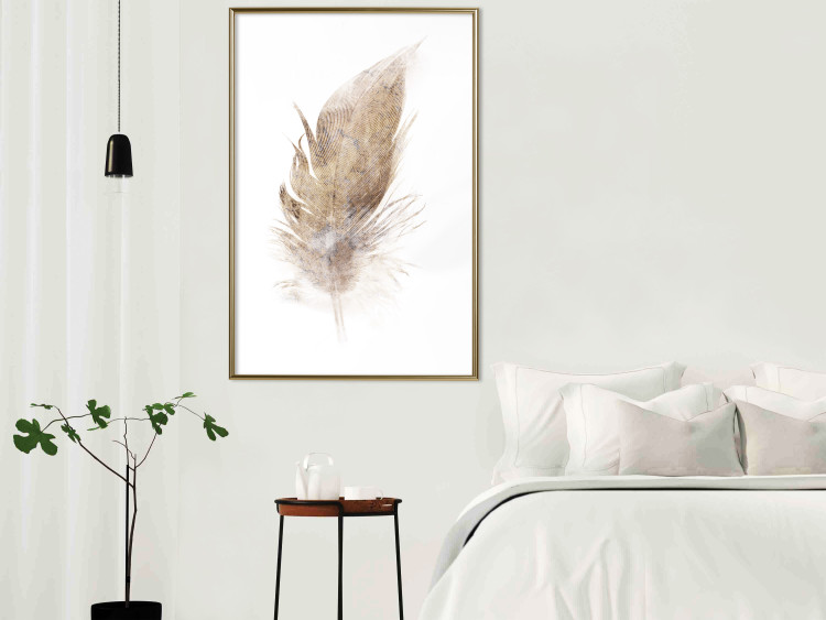 Wall Poster Transience (Beige) - velvety feather in a single color on a white background 125232 additionalImage 10