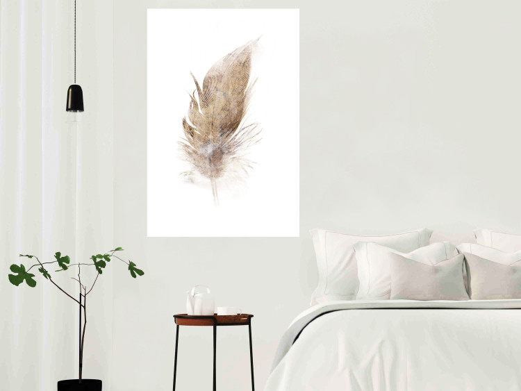 Wall Poster Transience (Beige) - velvety feather in a single color on a white background 125232 additionalImage 13
