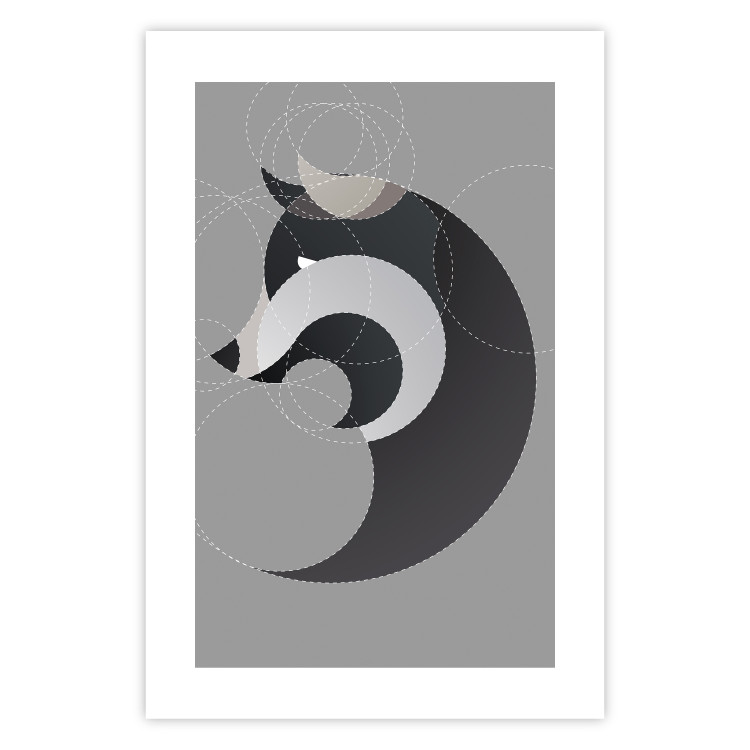 Poster Wolf in Circles - abstract animal made of gray geometric figures 126932 additionalImage 19