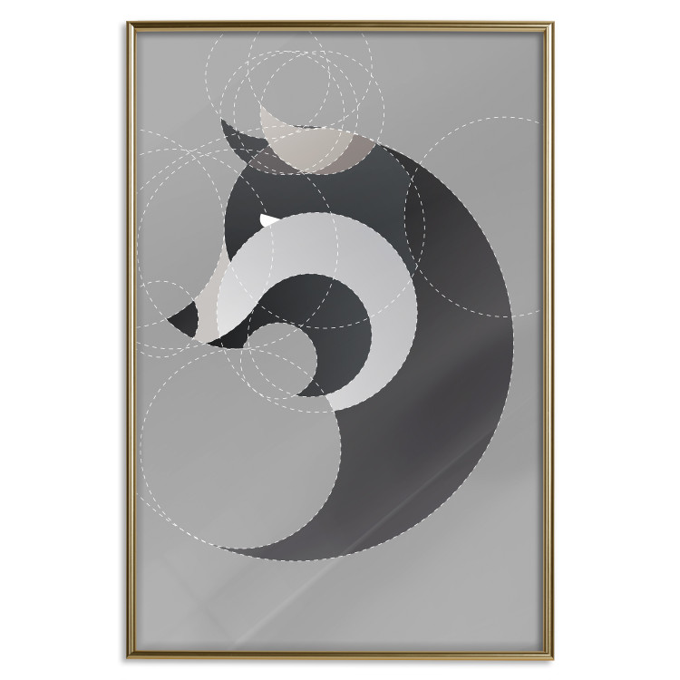 Poster Wolf in Circles - abstract animal made of gray geometric figures 126932 additionalImage 17