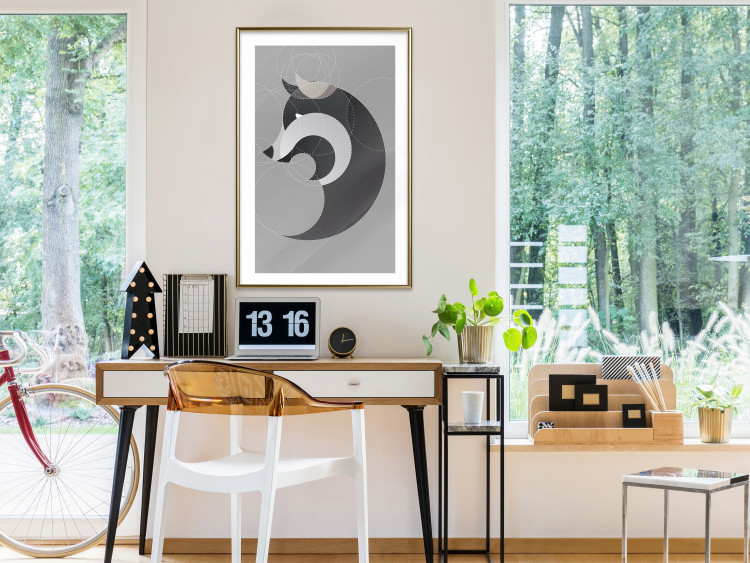 Poster Wolf in Circles - abstract animal made of gray geometric figures 126932 additionalImage 13