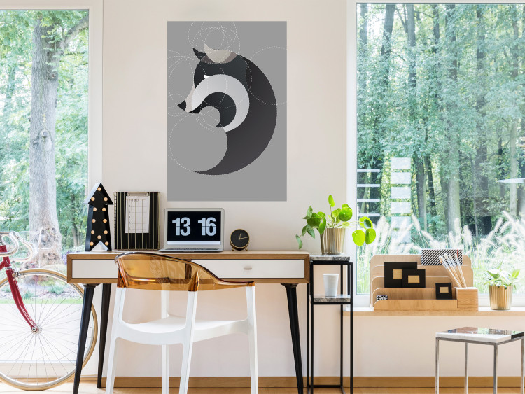 Poster Wolf in Circles - abstract animal made of gray geometric figures 126932 additionalImage 4