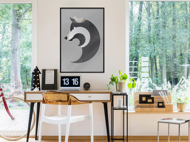 Poster Wolf in Circles - abstract animal made of gray geometric figures 126932 additionalImage 11