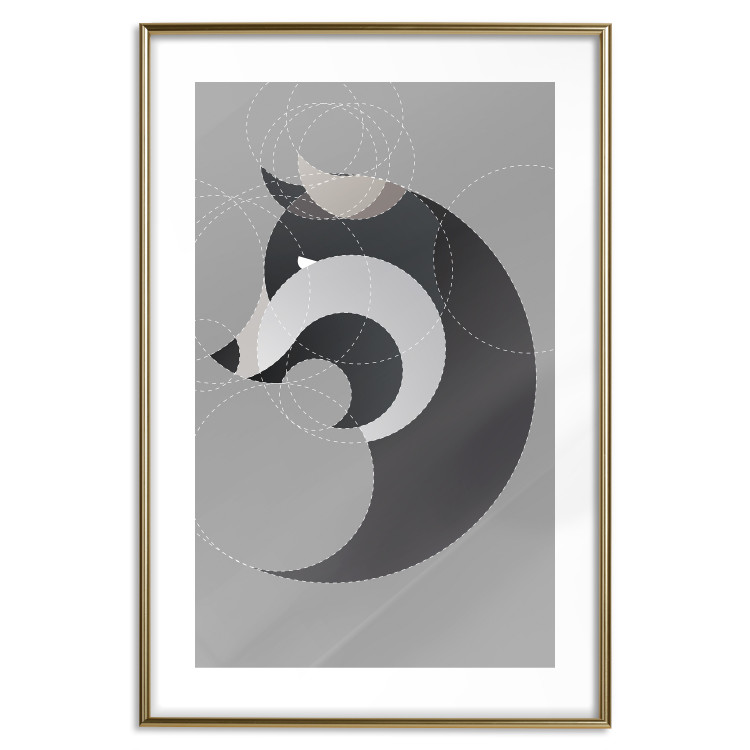 Poster Wolf in Circles - abstract animal made of gray geometric figures 126932 additionalImage 14