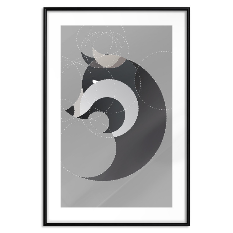 Poster Wolf in Circles - abstract animal made of gray geometric figures 126932 additionalImage 15