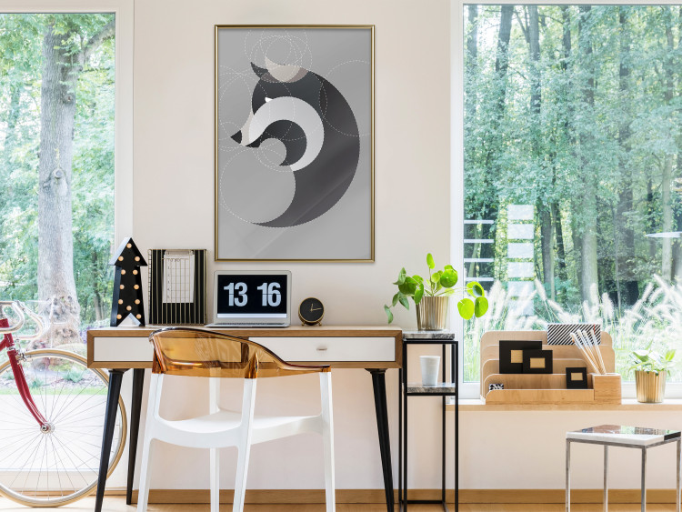 Poster Wolf in Circles - abstract animal made of gray geometric figures 126932 additionalImage 12