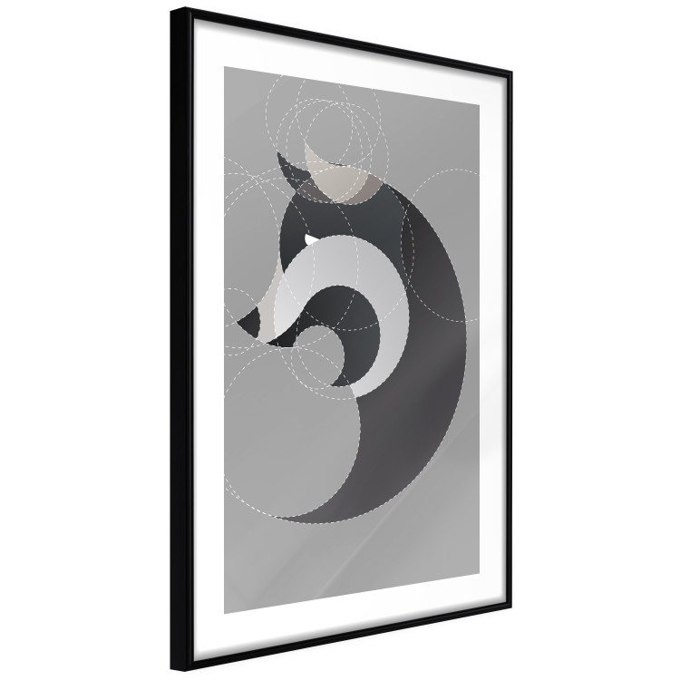 Poster Wolf in Circles - abstract animal made of gray geometric figures 126932 additionalImage 2