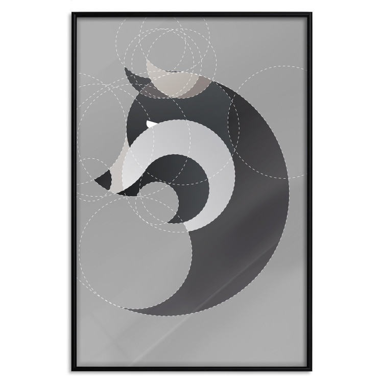 Poster Wolf in Circles - abstract animal made of gray geometric figures 126932 additionalImage 16