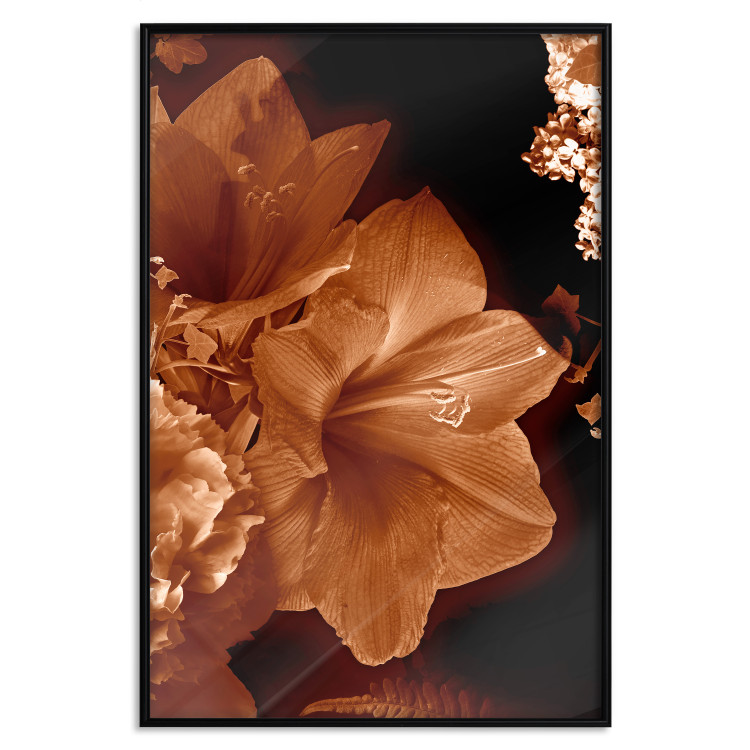 Wall Poster Dark Lilies - composition of red flowers on a solid black background 128632 additionalImage 18