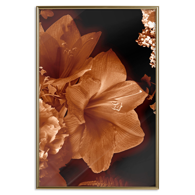 Wall Poster Dark Lilies - composition of red flowers on a solid black background 128632 additionalImage 16