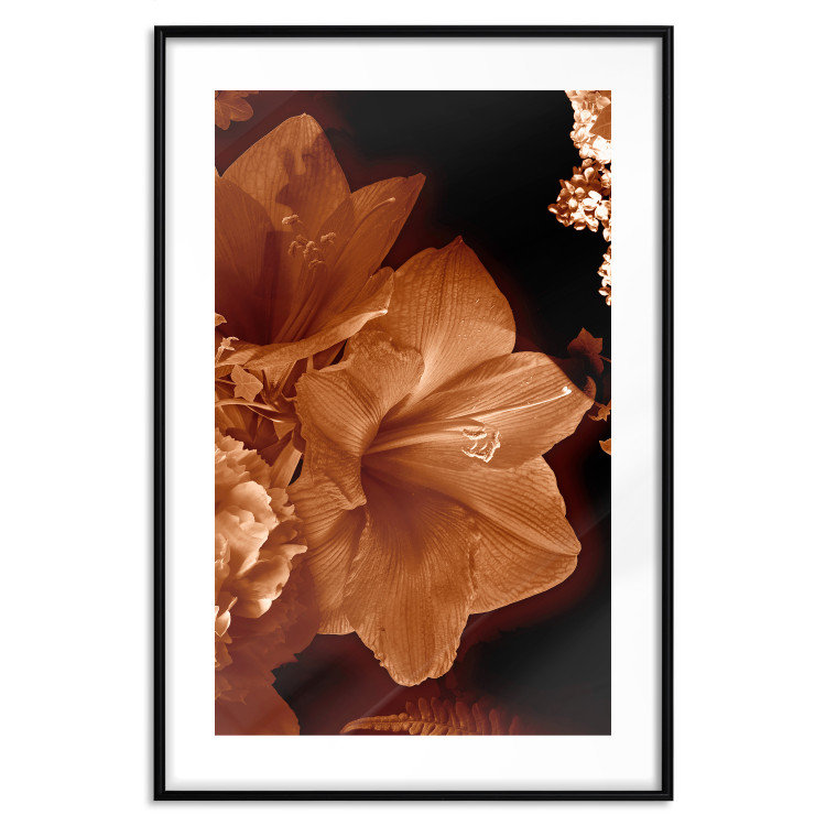 Wall Poster Dark Lilies - composition of red flowers on a solid black background 128632 additionalImage 15