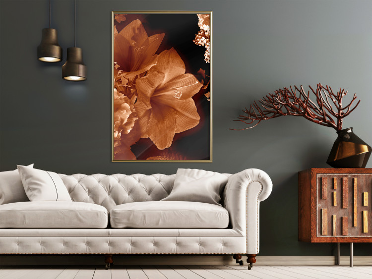 Wall Poster Dark Lilies - composition of red flowers on a solid black background 128632 additionalImage 5