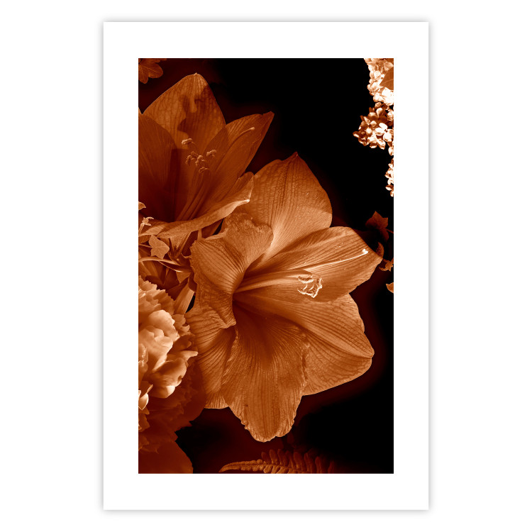 Wall Poster Dark Lilies - composition of red flowers on a solid black background 128632 additionalImage 19