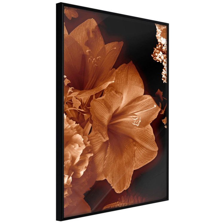 Wall Poster Dark Lilies - composition of red flowers on a solid black background 128632 additionalImage 10