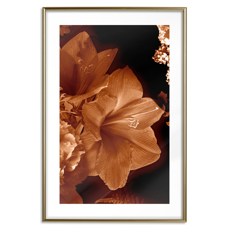 Wall Poster Dark Lilies - composition of red flowers on a solid black background 128632 additionalImage 14