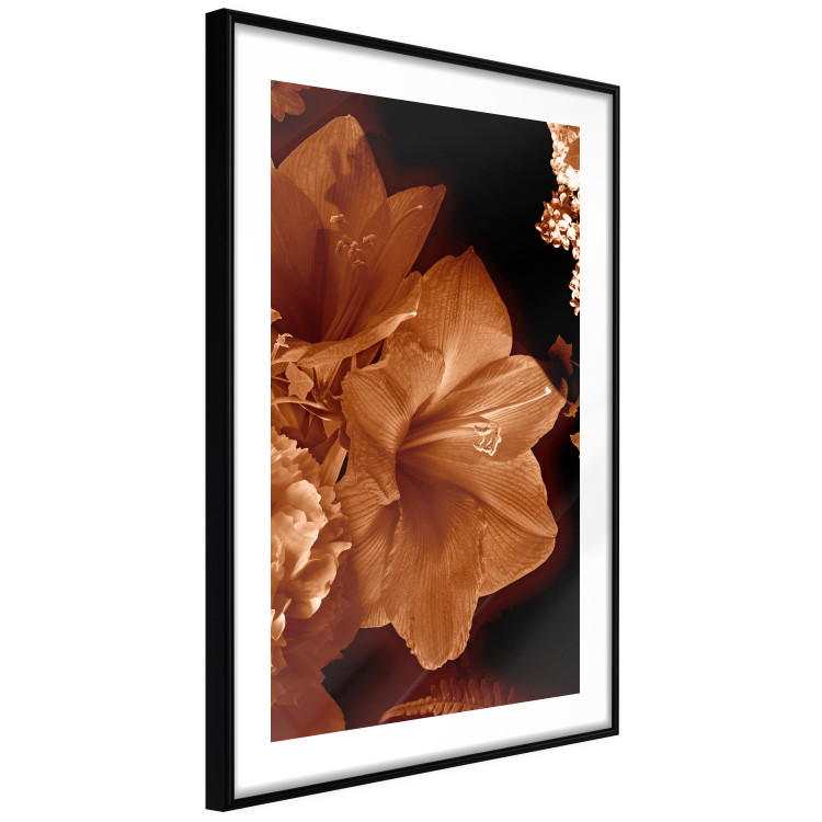 Wall Poster Dark Lilies - composition of red flowers on a solid black background 128632 additionalImage 11