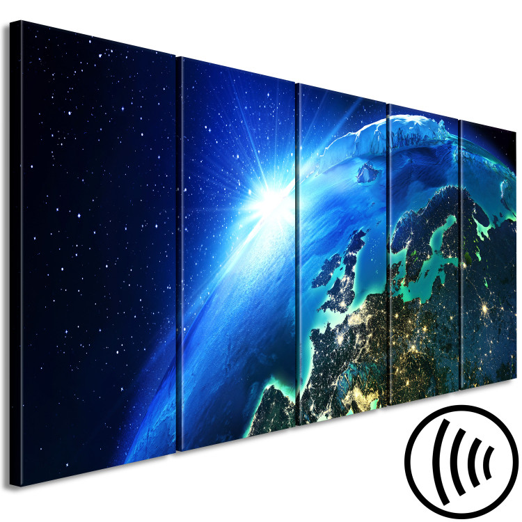 Canvas Print Blue Planet (5-part) narrow - colorful landscape of the world from space 128832 additionalImage 6